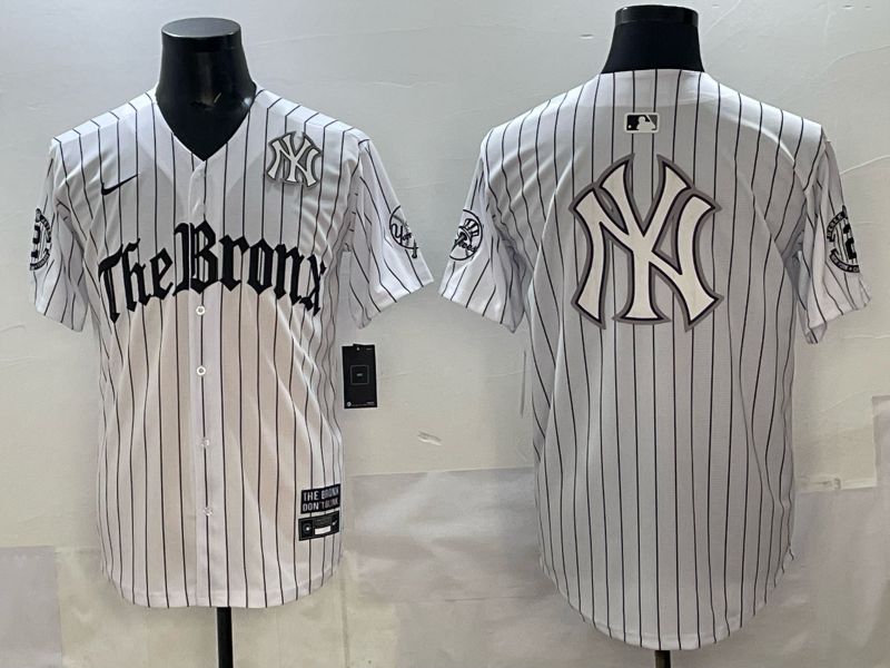 Men 2025 New York Yankees Blank White Stripe Five generations Joint Name Nike MLB Jersey style 028->new york yankees->MLB Jersey